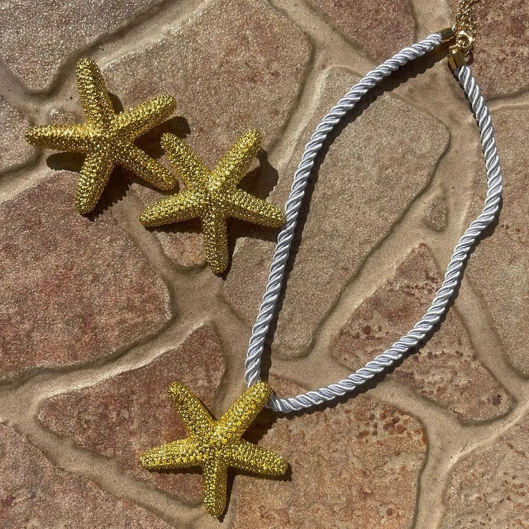 Conjunto Colar e brinco estrela do mar Coralina