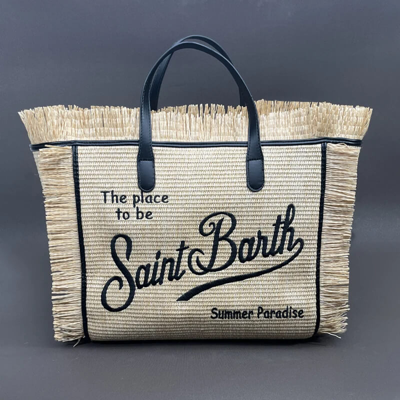 Bolsa de Palha bordada Saint Barth