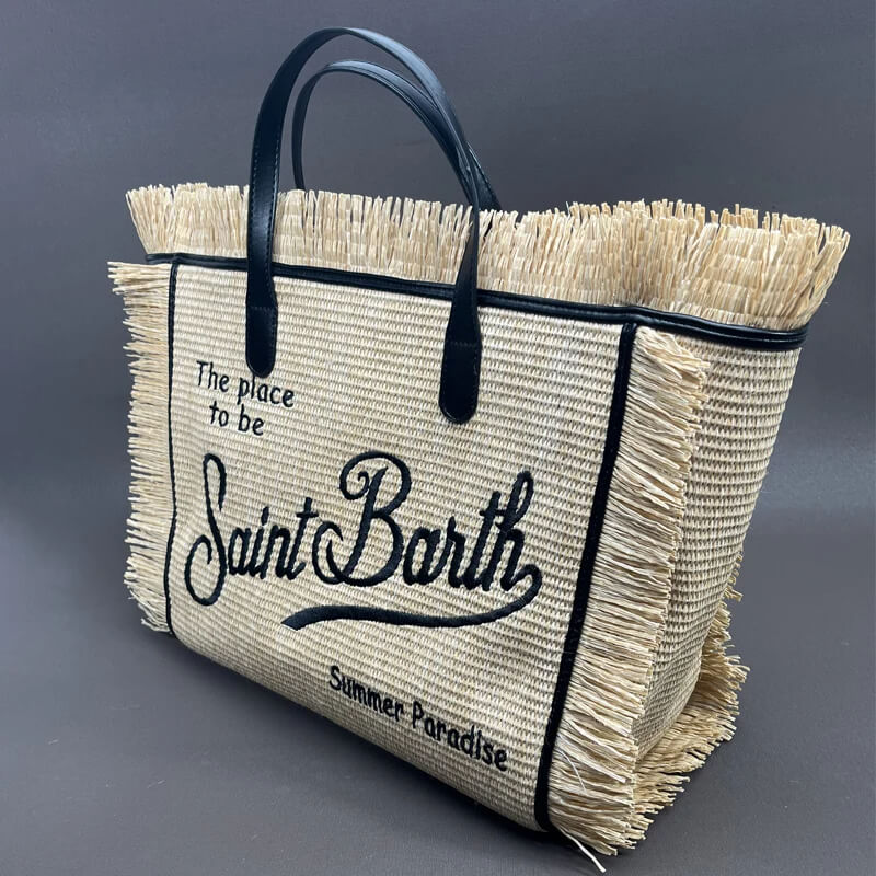 Bolsa de Palha bordada Saint Barth