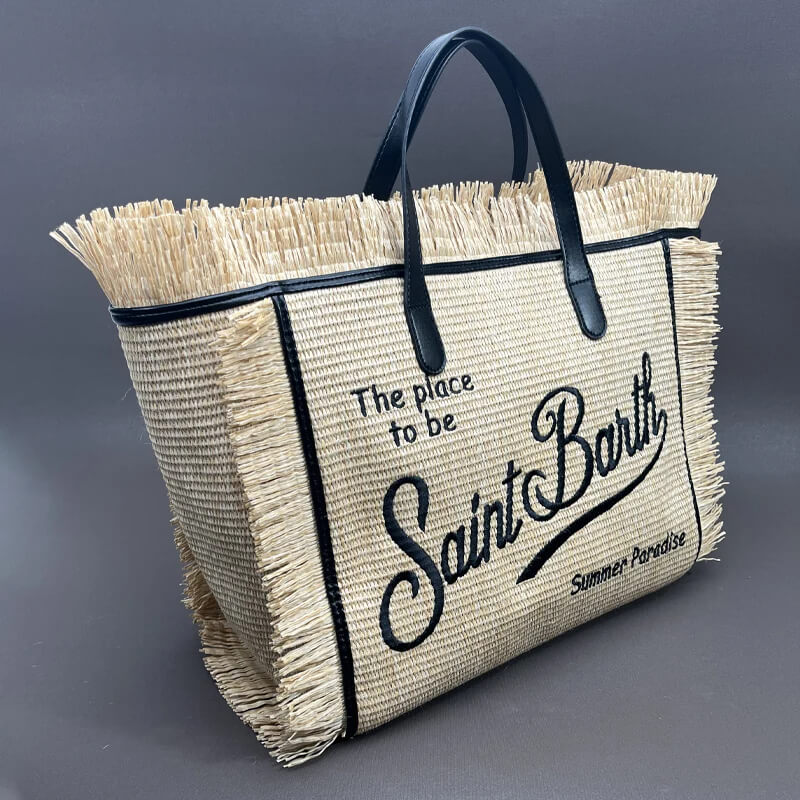 Bolsa de Palha bordada Saint Barth